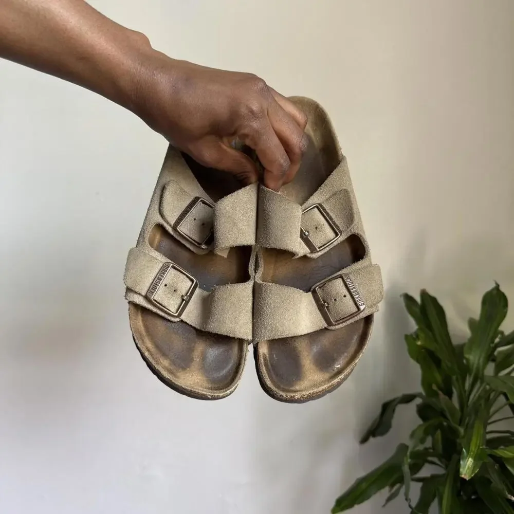 Birkenstock‎ women taupe suede leather sandals